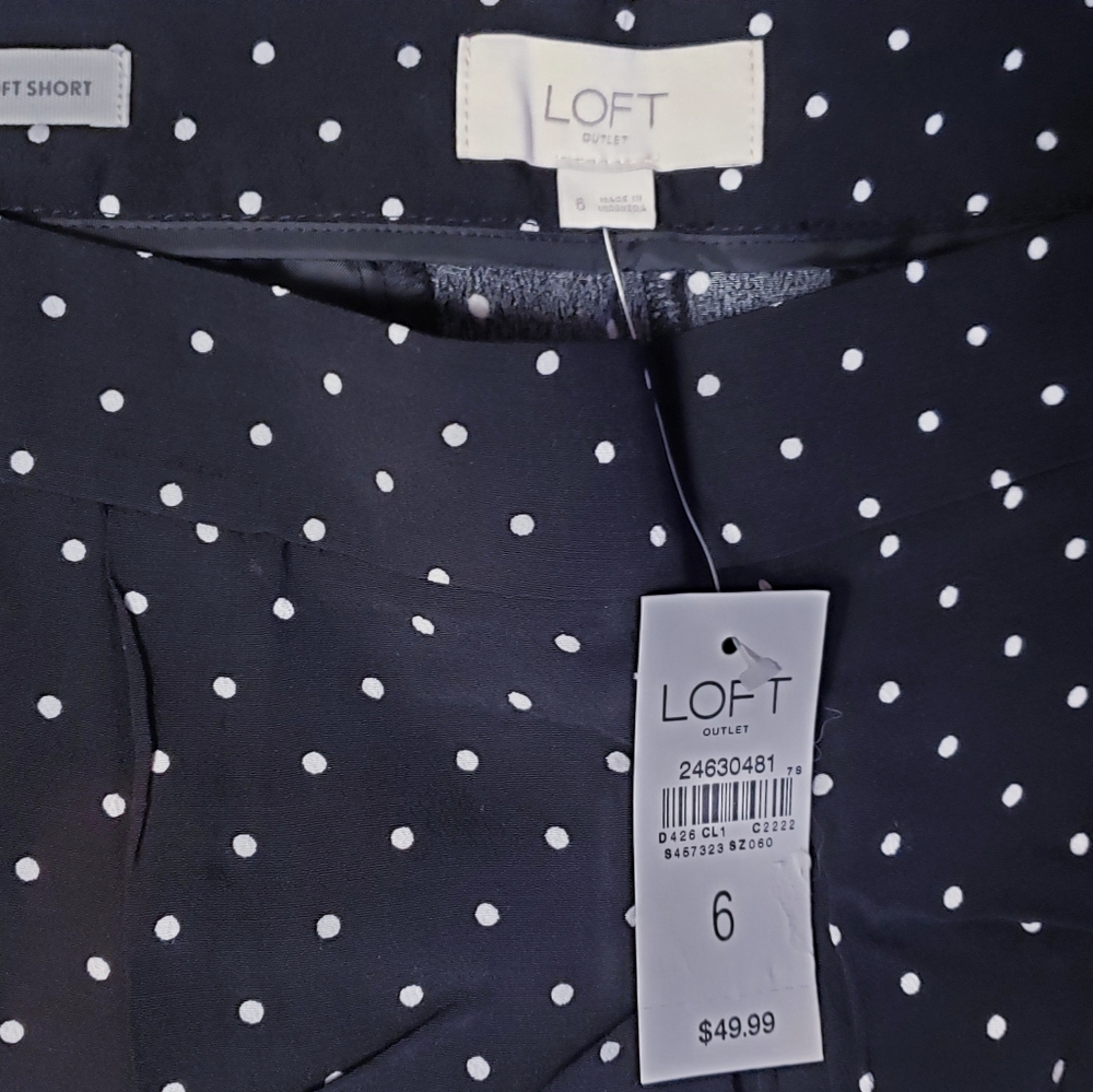 LOFT Polka Dot Soft Pleated Shorts